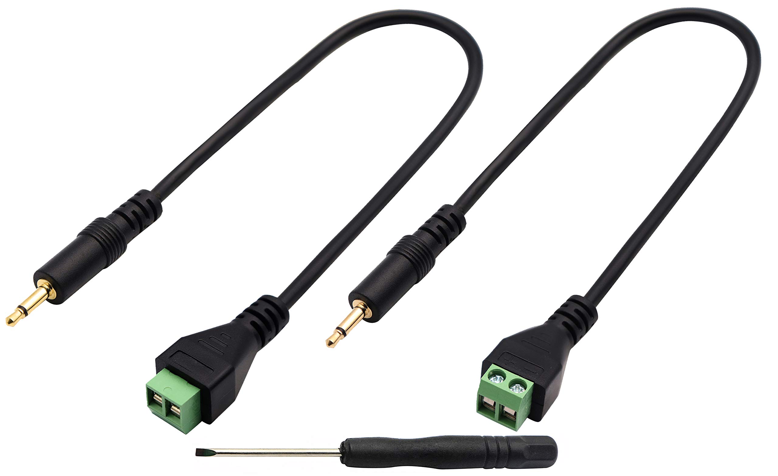 zdyCGTime 3.5mm Screw Terminal Block Connector Cable,(1/8Inch) 2 Pole 3.5mm TS Mono Male to 2 Pin/Way Female Bolt Screw AUX Headphone Type Adapter Cable.(30CM/2Packs)
