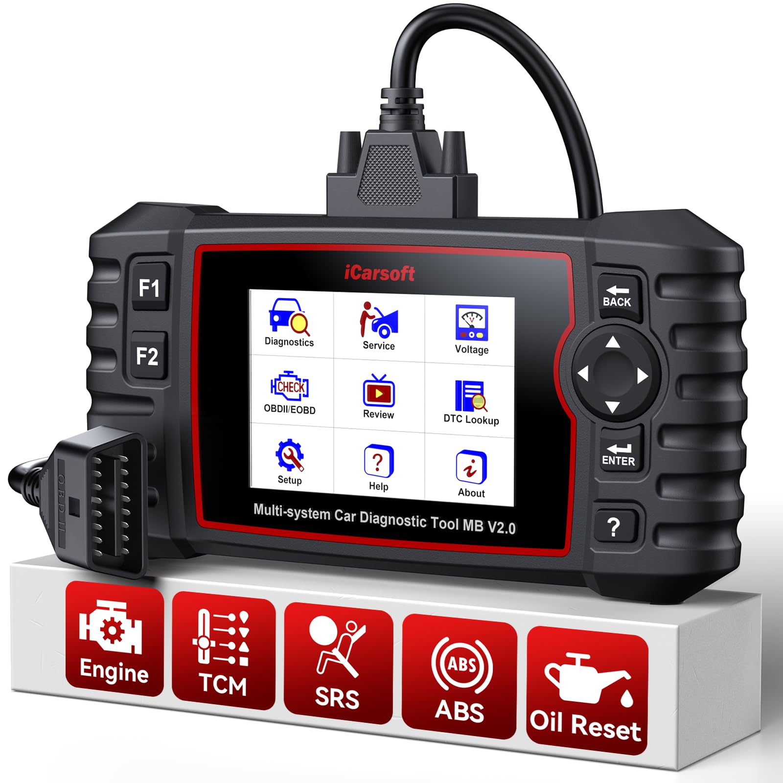 iCarsoft Professional Multi-System Car Diagnostic Tool MB V2.0 Compatible for Mercedes-Ben.z/Sprinter/Smart, ABS SRS Oil BLD INJ