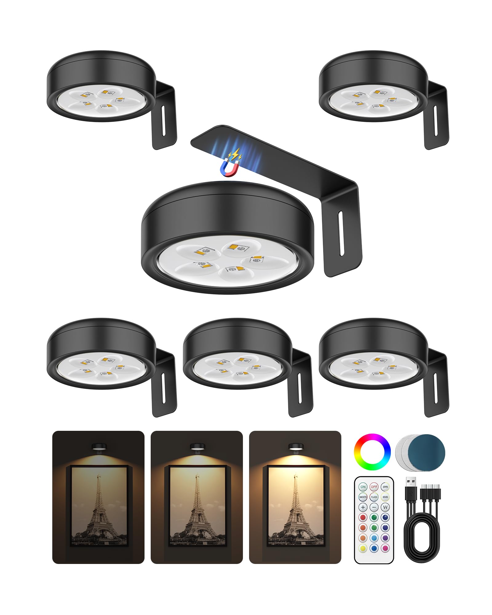 Picture Lights for Wall,Wireless 2000mAh