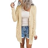 MEROKEETY Women's Lightweight Cardigan Summer Long Open Front Button Down Trendy Loose Outwear with Pockets
