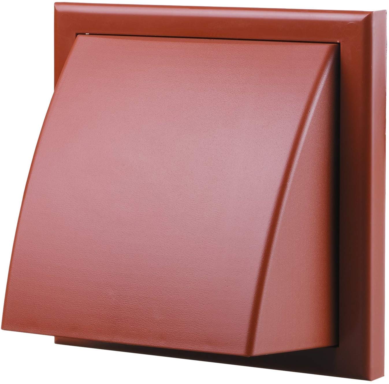 Blauberg UK Decor 185X185/150HK Terracotta Plastic Cowled Hooded Air Ventilation Wall Grille with Round Spigot and Wind Baffle Backdraught Shutter, 150mm