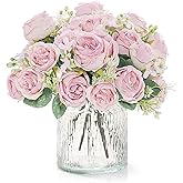 ASTNIC Peonies Artificial Flowers 2 Bundles Fake Peonies Silk Flowers Pink Flowers Indoor Faux Floral for Home Wedding Party Office Vase Table Centerpieces Shop Windows Decor (Pink, 2PCS)