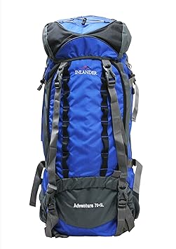 INLANDER 70+5L Blue Travel Bag Backpacking Backpack for Outdoor Hiking Trekking Camping Rucksack