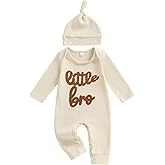 ZAXARRA Newborn Boy Stripe Romper Letter Embroidery Long Sleeve Round Neck Full Length Jumpsuit with Hat