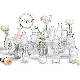 22 Pack Bud Vase in Bulk - BEAHOT Clear Flower Vases for Wedding Decorations, Glass Vase for Centerpiece Table Decorations, Small Boho Vase for Home, Wedding Decor, Mother's Day, Party, Office