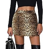 Women's Leopard Print Mini Skirt Short Skorts Elastic Waistband Sexy Bodycon Pencil Cheetah Club Skirts with Shorts
