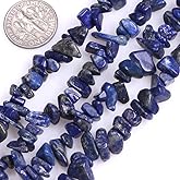 HAAMIIQII 5-8mm Natural Blue Lapis Lazuli Chips Beads Irregular Chip Stones Loose Gemstone Beads for Jewelry Making Strand 30 Inch