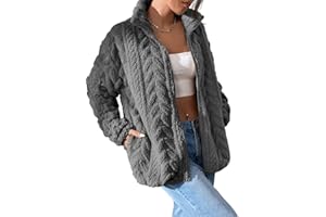 Dokotoo Winter Fleece Jacket for Women 2025 Zipper Stand Collar Casual Coats with Pockets