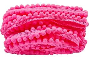 MONIDOOR Mini Pom Pom Trim 8 Yards 5mm Ball Fringe Trim for Sewing Accessory Decoration DIY Crafts (Fuchsia 1705)