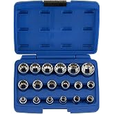 NEIKO 02488A 3/8" Drive Universal 6 Point Metric Socket Set, 18 Piece Universal Mechanic Spline &amp; SAE, Cr-V Steel Low Profile, Spline Bit, 3/8