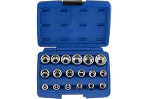 NEIKO 02488A 3/8" Drive Universal 6 Point Metric Socket Set, 18 Piece Universal Mechanic Spline & SAE, Cr-V Steel Low Profile, Spline Bit, 3/8