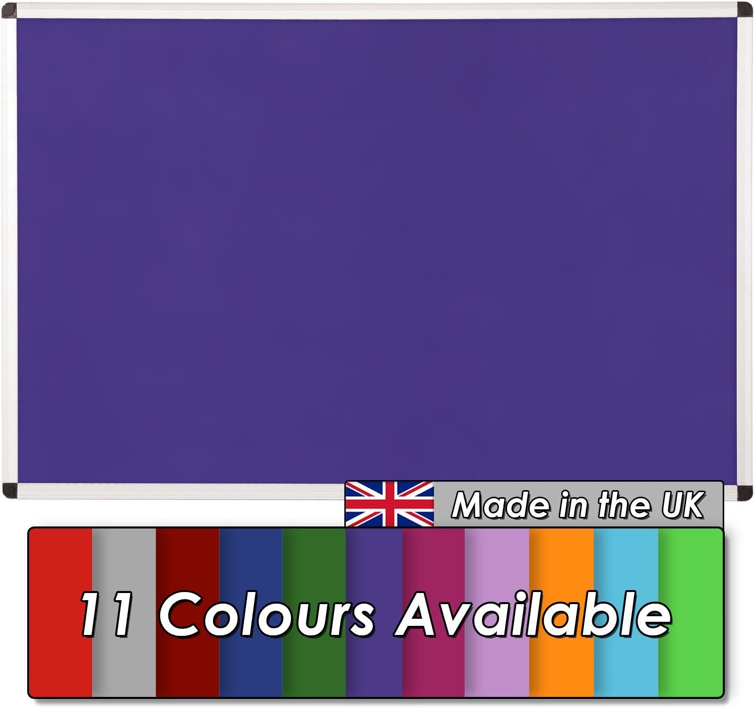 Wonderwall Premium Anti-Fade Noticeboard Pinboard - Aluminium Frame - 90 x 60cm with Discreet Corner fixings (Violet - Loop Nylon) - Ideal for Office, Classroom, Home