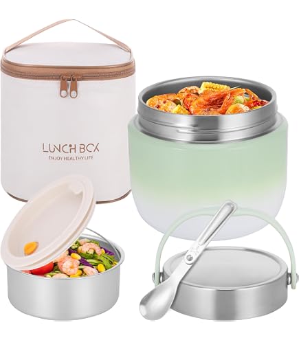 Chedin Gobelet Isotherme 730 Ml Acier Inox 304 - Bol à Soupe Anti-Fuite Avec Cuillère Et Couvercle Double Joint - Idéal Petit-Déj, Soupes, Yaourts