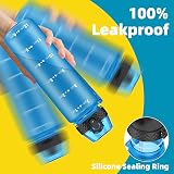 OLDLEY 1L Sports Water Bottle with Straw Time Markings Leakproof BPA Free view 4