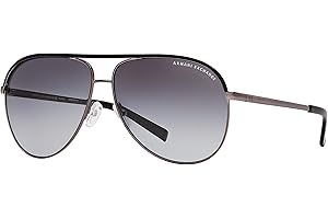 A｜X ARMANI EXCHANGE Armani Exchange Unisex Sunglasses Shiny Gunmetal & Black Frame, Gradient Grey Polarized Lenses, 61MM