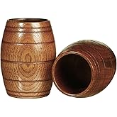 IUAQDP 2 Pieces Novelty Wood Barrel Shaped Wooden Drinking Beer Tea Cup Home Decor New Camping Cup Wood Coffee Mugs
