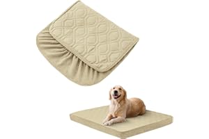 BOCTOPUG Dog Bed Covers Only - Waterproof Dog Bed Covers Quilted, Replacement Washable Pet Puppy Bed Cover for Dog Cat, Cushion Cover 53Lx40Wx6H Inches Beige