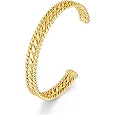 VEDAIM Two Tone Bracelet for Women Braided Twisted Cuff Bracelet Gold Silver Mixed Metal Statement Bracelet Adjustable Jewelry
