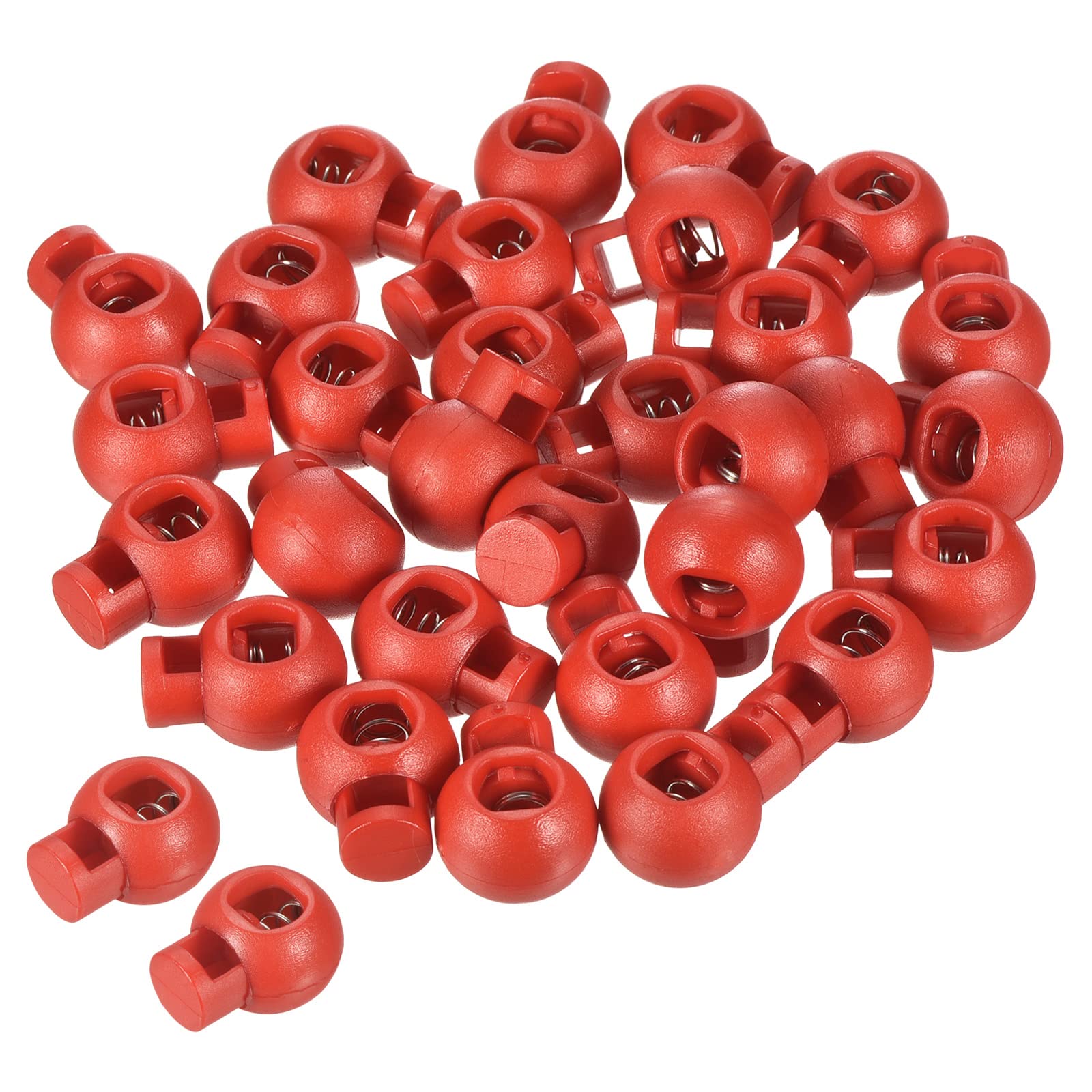 PATIKIL Cord Locks, 30 Pack Ball Spring Toggle Stopper for Drawstring Bag Shoelaces, Red