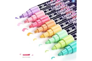 IJIANG Chalk Markers for Blackboards, Wet-Dry Erasable - Liquid Chalk Markers with 6mm Reversible Bullet&Chisel Tip, Pastel Colors for Chalkboard Signs, Whiteboard, Calendar, Window, Glass