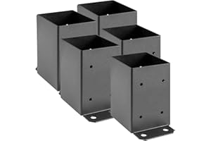 SPACEEUP 4×4 Post Base 5 Pcs, Inner Size 3.6"x3.6" Post Base Brackets, Heavy Duty Powder-Coated Post Anchor Matte Black Wood Post Brackets for Pavilion Deck Railing Support Deck Base Plate