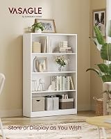 VASAGLE 4 Tier Bookcase with Adjustable Shelves 80 x 24 x 121 cm White LBC108T14 view 2