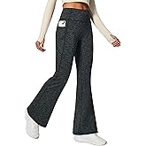 Heathyoga Fleece Lined Pants Women Yoga Pants with Pockets for Women Thermal Pants High Waist Flare Leggings for Winter