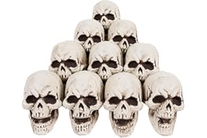 HKZTUY 10PCS Mini Skull Figurine Miniature Skeleton Head Table Decor, Halloween Prank Props, Halloween Skeletons Plastic Realistic Skull Head Model, Halloween Miniatures Skull Decor