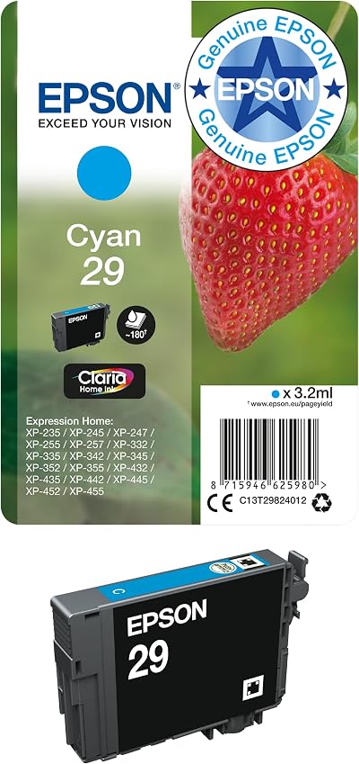 Epson 29 Cyan Strawberry Genuine Claria Home Ink Standard
