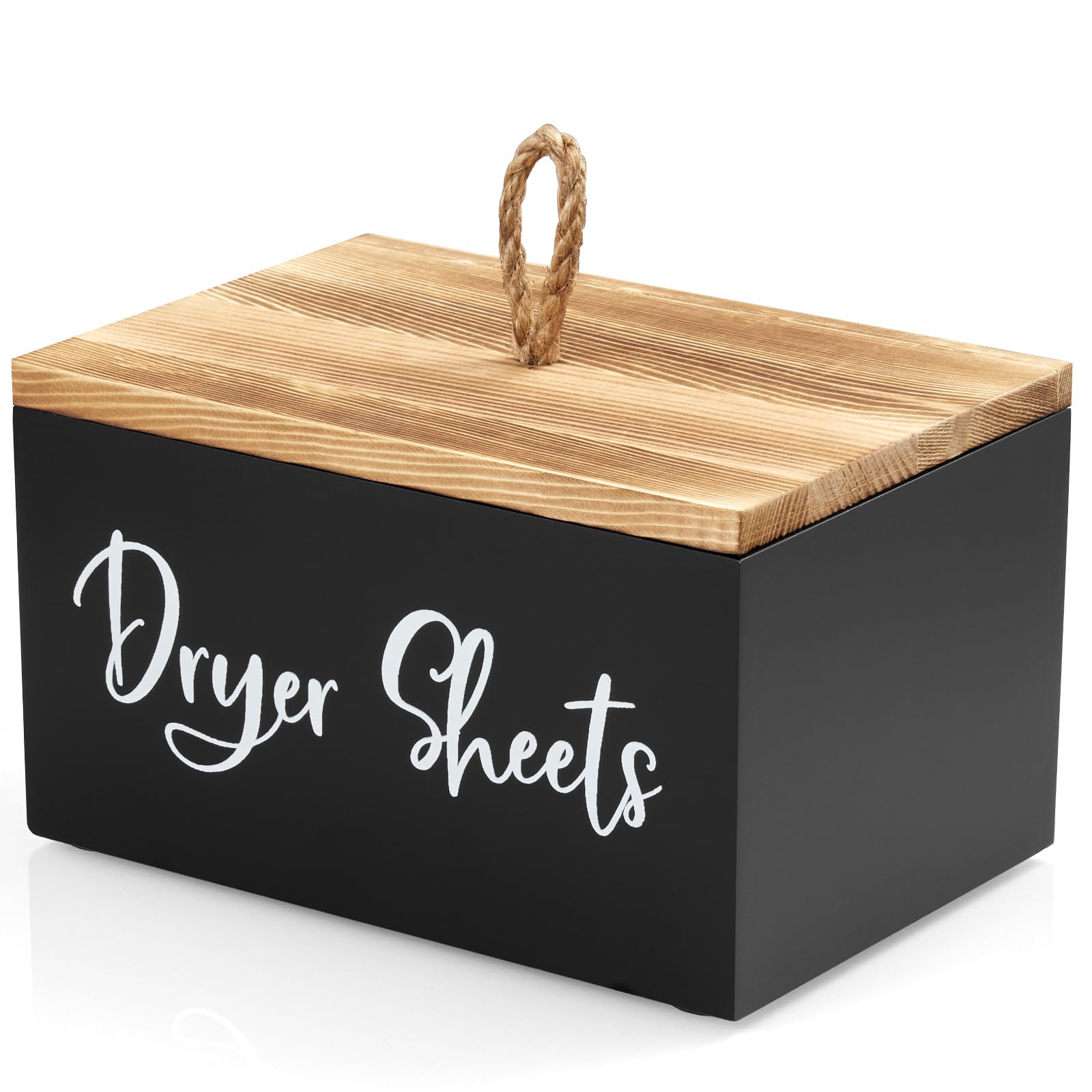 Photo 1 of Bivvclaz Dryer Sheet Holder, Farmhouse Laundry Sheets Container, Wooden Laundry Room Organization and Storage for Laundry Room Decor and Accessories, Fabric Softener Dispenser, Black