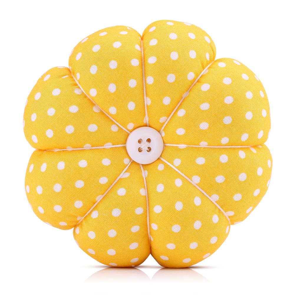 Pasamer Wrist Pin Cushion Wearable Pumpkin Shape Sewing Pin Cushion 1 pcs Creative Pumpkin Fabric Sewing Needles Pin Cushion with Elastic Wrist Belt for Needlework Sewing (Yellow)