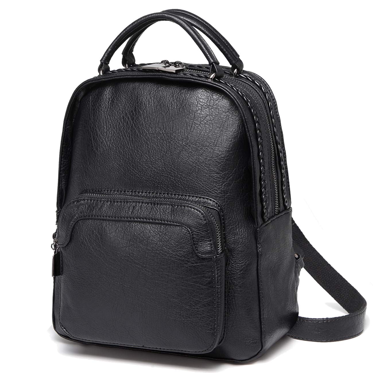 Chase Chic Backpack Womens, Fashion Weave Small Backpack, Anti-Theft Leather Carry On Travel Bag with Multiple Zip Pockets