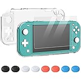 Crystal Clear Cover Case for Switch Lite, Ultra Slim Clear Hard PC Protective Case Compatible with Nintendo Switch Lite with a Glass Screen Protector and 8 Thumb Grips Caps