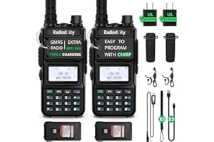 Radioddity 2 Pack GM-30 GMRS Handheld Radio 5W Long Range Two Way Radio for Adults, GMRS Repeater Capable NOAA Scanning Receiving, with Programming Cable, for Off Road Overlanding (Chirp Competible)