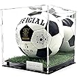 Acrylic Full Size Display Case Stand Box for Sports Memorabilia Collectibles Autograph Square Shoes (Soccer Ball Turf Grass)