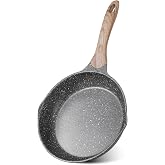 JEETEE 9.5 Inch Nonstick Frying Pan Skillet with Dual Spouts Omelet Egg Pan | All Stove Compatible, Easy-Clean, Even Heating, PFOA Free, Cool Ergonomic Handle, Non Stick Fry Pan for Steak Coooking,Grey