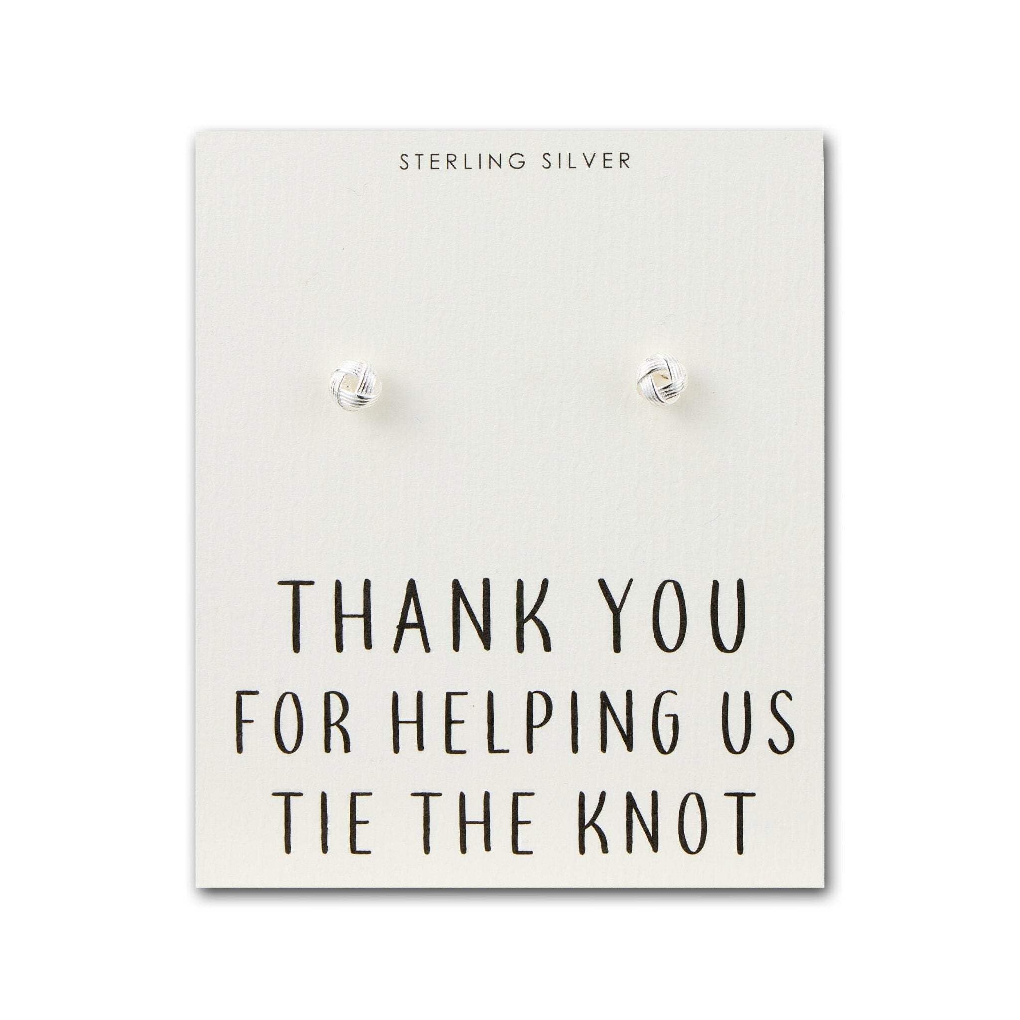 Philip Jones Sterling Silver Thank You for Helping us Tie The Knot Bridal Earrings
