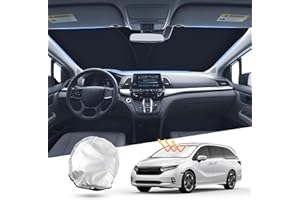 T TGBROS Windshield Sun Shade Custom Fit for 2018-2023 2024 2025 Honda Odyssey LX,EX,EX-L,Touring,Elite Minivan Accessories Foldable Sun Shield Reflective Polyester Sun Visor Cover Block Heat