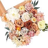 AmyHomie Champagne Artificial Flowers Combo Silk Mix Peony Rose Hydrangea Fake Flowers w/Stem for DIY Wedding Bouquets Centerpieces Arrangements Table Party Bridal Baby Shower Home Fall Decor