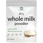 Dry Whole Milk Powder, 3lbs &ndash; Natural Pasture Raised Source &ndash; Made in USA &ndash; Powdered Milk for Baking &amp; Cooking &ndash; 9g Protein Per Serving &ndash; Non-GMO, Filler Free