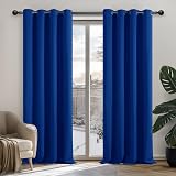 Deconovo Thermal Insulated Curtains Blackout Eyelet Royal Blue W52 x L45 Pair