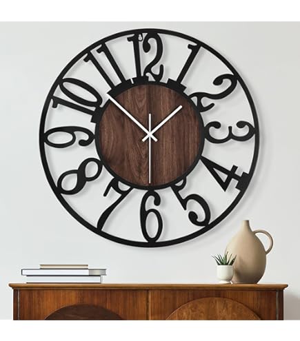 Amazon.com: Sir William and Smith Brown & Golden Wooden Wall Clock