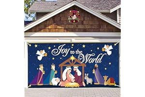 YUNSUELO 7 x 16 ft Jesus christmas garage door banner, 2023 Christmas Garage Door Banner, Large Christmas Garage Door Decorations Christmas Door Cover for Outdoor Christmas Garage Door Holiday Decorations
