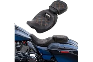 TCT-MOTORPARTS Low-Profile Driver Seat Pillion Leather Passenger Pad Seat Fit for Harley Street Glide Road Glide Road King Ultra Limited 2009-2023