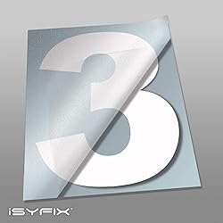iSYFIX White Vinyl Number 3 (Three) Stickers - 6