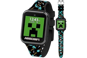 ACCUTIME Minecraft Kids Smart Watch - Interactive Touchscreen with Games, Camera, Step Counter, Alarm, Timer, Voice Recorder, and Cool Minecraft Silicone Strap - Fits Wrists 5.5" to 8.0"