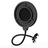 IXTECH Pop Filter For Microphone, Mic Pop Filter Mesh Isolation Shield Compatible With Blue Yeti And Any Other Mic, Dual Layered microphone pop filter shield with Flexible 360&deg; Gooseneck Clip