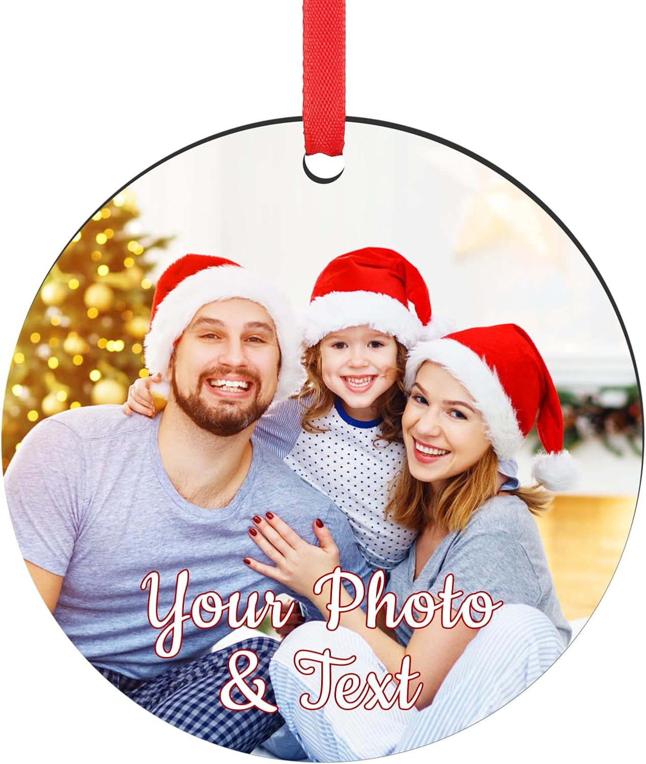 Ornaments - Personalized Christmas Ornaments 2023, Wood Custom Photo Text Hanging Ornament Customized Christmas Tree Decorations Gift for Family, Kids, Friends, Couples, Wedding