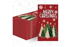 Horaldaily 100 Christmas Disposable Paper Decorative Guest Napkins, Merry Christmas Tree Snowflakes Hand Towel for Party Lunch Dinner Kitchen Bathroom Decoration