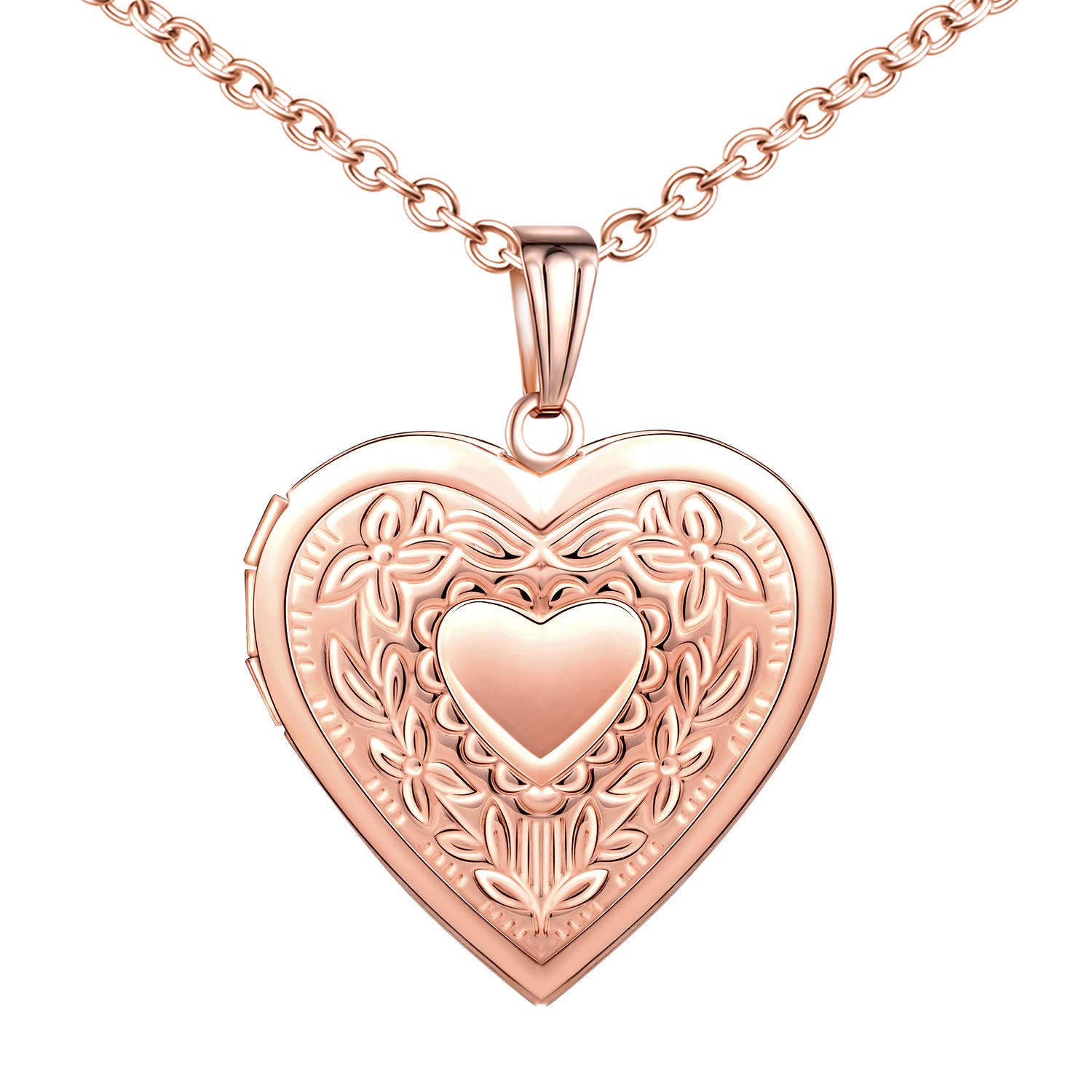 Love Heart Locket Necklace That Holds Pictures Woman Jewellery with Box Greeting Card